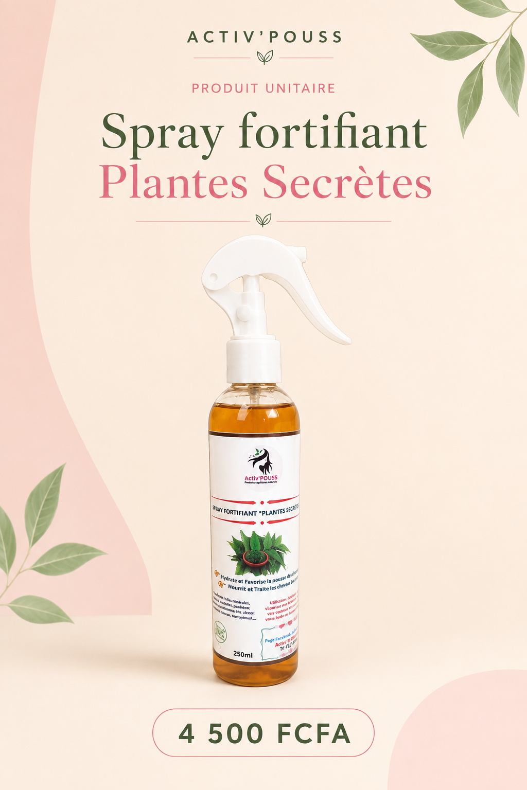 Affiche Spray fortifiant Plantes Secrètes Activ’POUSS, 4 500 FCFA